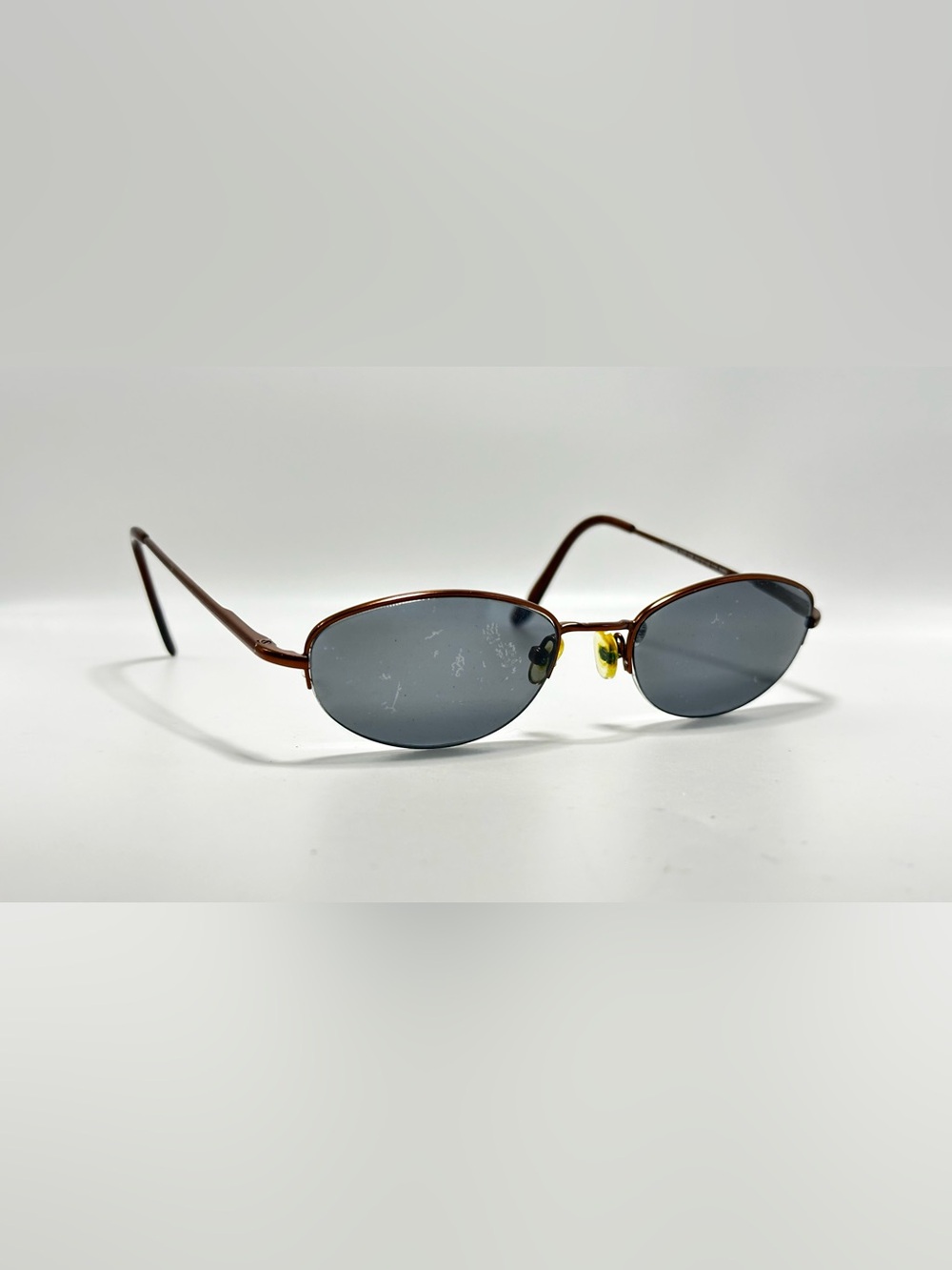 508 Brown Oval Half-Rim Metal Sunglasses Frames Only
